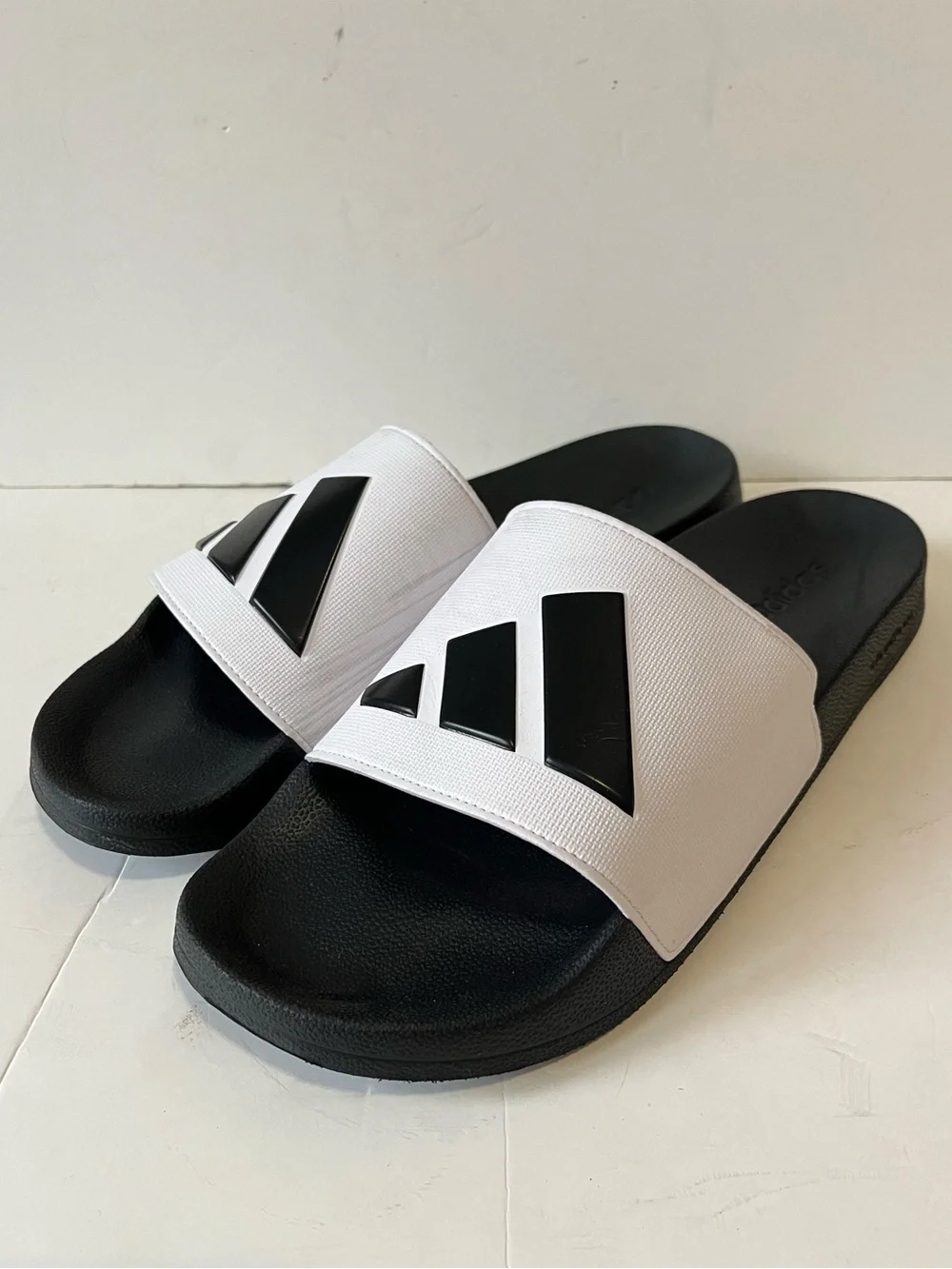 Adidas Adilette Slides White Black Cloudfoam Size 16